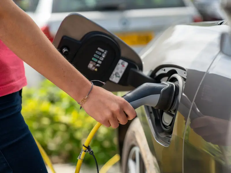 Smart EV charger installed in an apartment block car bay in Newtown
